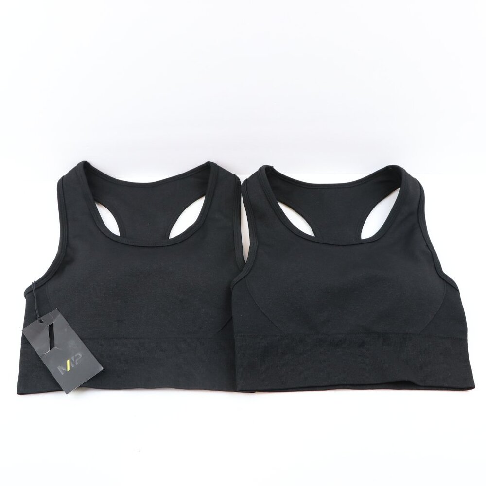 My Protein Women's Lot of 2 Curve Racerback Padded Black Sports Bra ~ Size XS